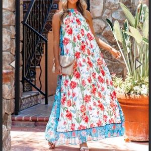 Vaughn Floral Pleated Maxi Dress